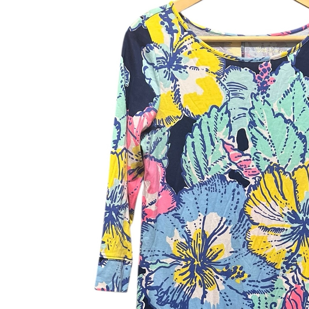 Lilly Pulitzer Marlowe Dress Navy Big Flirt Hibiscus Floral Print Size Medium - Picture 6 of 13